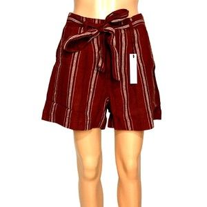 Sanctuary Women's Inland Sashed Linen Shorts Henna Multi Stripe Size 28
